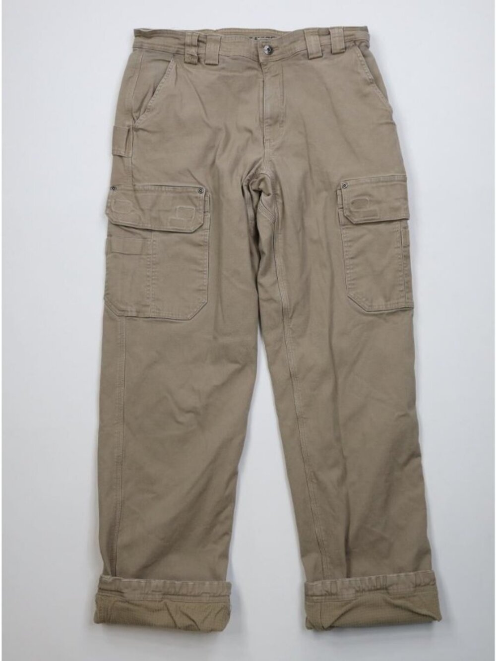 Duluth Trading Co Mens 36x36 FireHose Relaxed Fleece Lined Canvas Cargo Pants